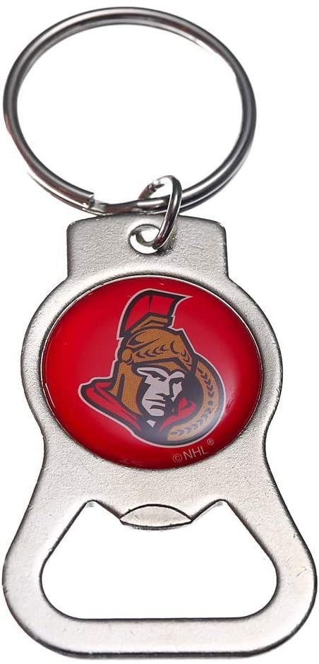 Ottawa Senators Premium Solid Metal Bottle Opener Keychain, Silver Key Ring, Team Logo by Fielders Choice