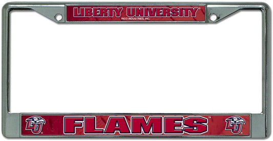 Liberty University Flames Premium Metal License Plate Frame Chrome Tag Cover, 12x6 Inch by Fielders Choice