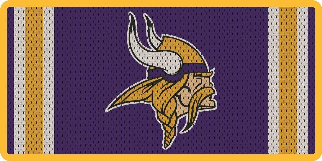 Minnesota Vikings Premium Laser Cut Tag License Plate, Jersey Design, Mirrored Acrylic Inlaid, 6x12 Inch by Fielders Choice
