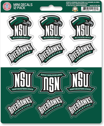Northeastern State University Riverhawks 12-Piece Mini Decal Sticker Set, 5x6 Inch Sheet, Gift for football fans for any hard surfaces around home, automotive, personal items by Fielders Choice