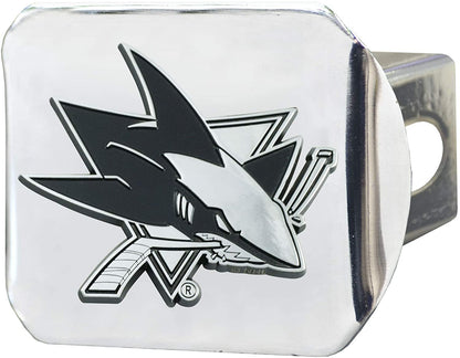 San Jose Sharks Hitch Cover Solid Metal with Raised Chrome Metal Emblem 2" Square Type III by Fielders Choice