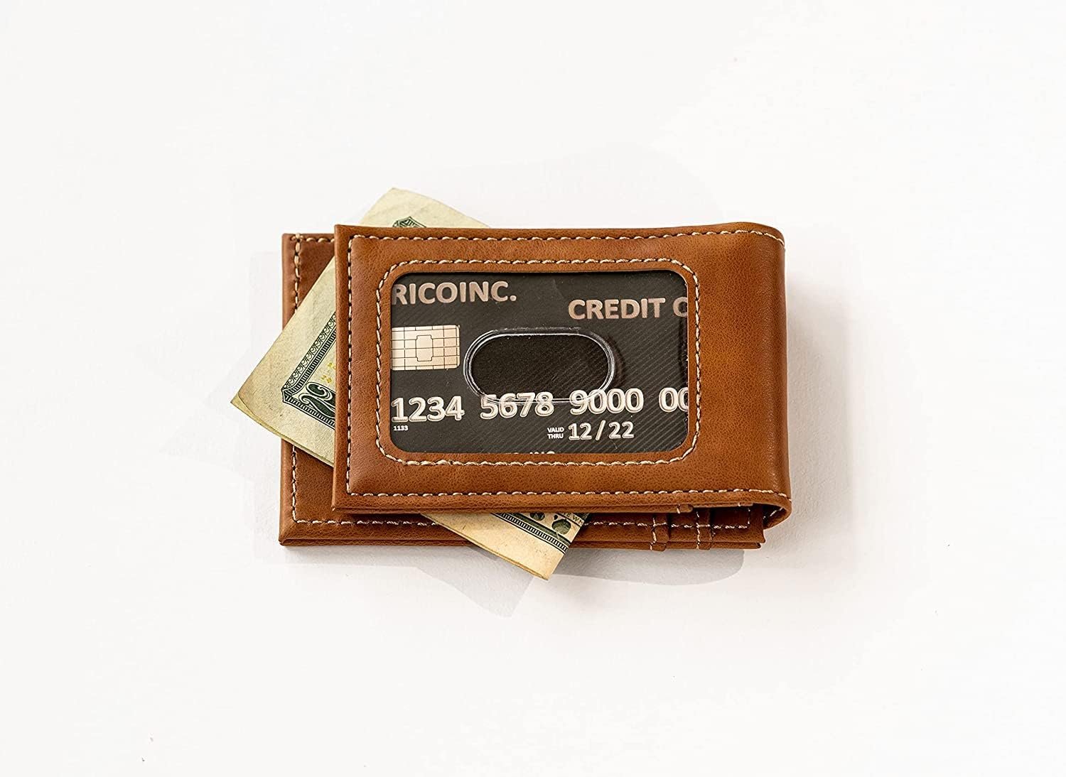 NCAA UGA Gonzaga Bulldogs Men’s Front ID Pocket Brown Wallet- Premium 8 Pocket Laser-Engraved Team Logo on Vegan Leather- Minimalist Design, Credit Card Holder- Ideal for Travel or Men’s Gift by Fielders Choice