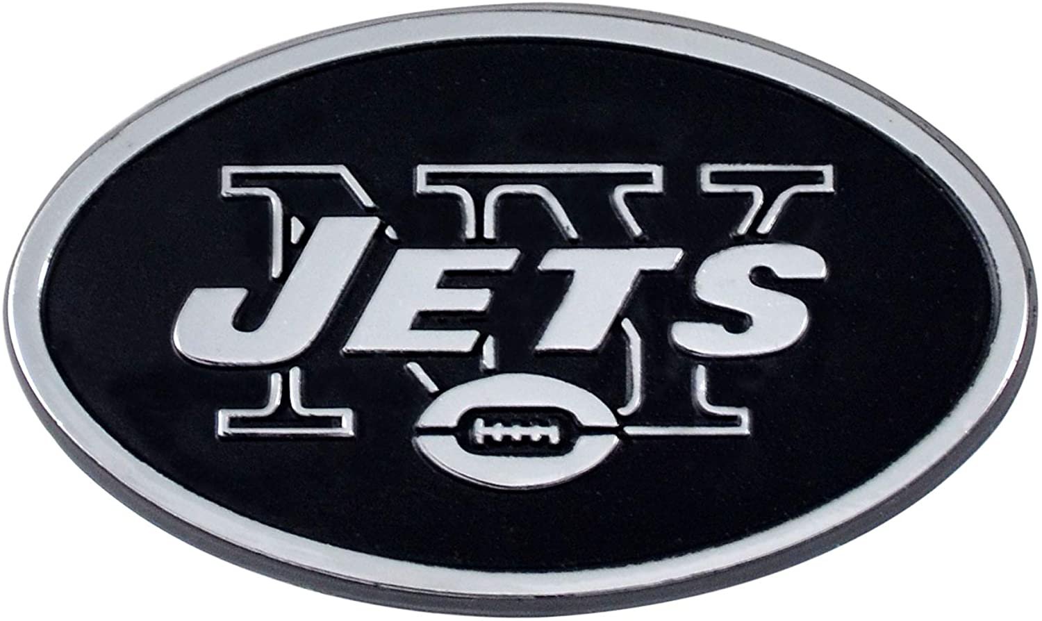 New York Jets Premium Solid Metal Raised Auto Emblem, Shape Cut, Adhesive Backing by Fielders Choice