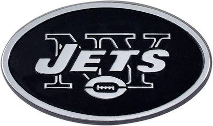 New York Jets Premium Solid Metal Raised Auto Emblem, Shape Cut, Adhesive Backing by Fielders Choice