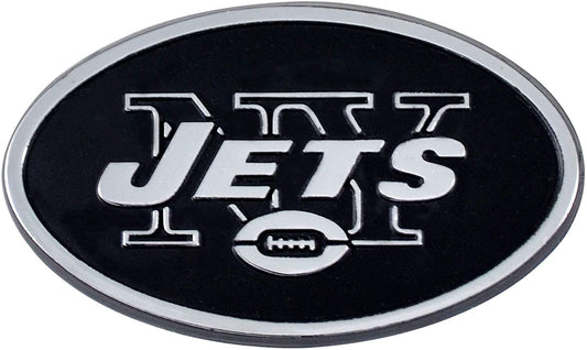 New York Jets Premium Solid Metal Raised Auto Emblem, Shape Cut, Adhesive Backing by Fielders Choice