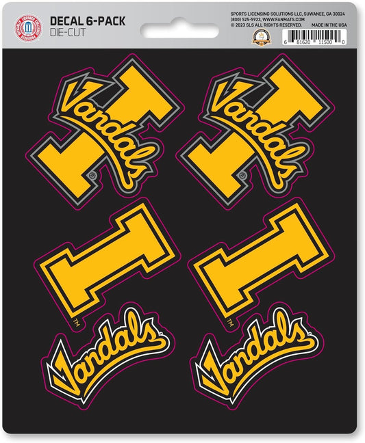 University of Idaho Vandals 6-Piece Decal Sticker Set, 5x6 Inch Sheet, Gift for football fans for any hard surfaces around home, automotive, personal items by Fielders Choice