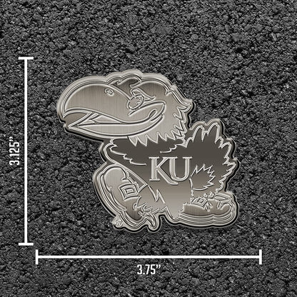 University of Kansas Jayhawks Solid Metal Auto Emblem Antique Nickel for Car/Truck/SUV by Fielders Choice