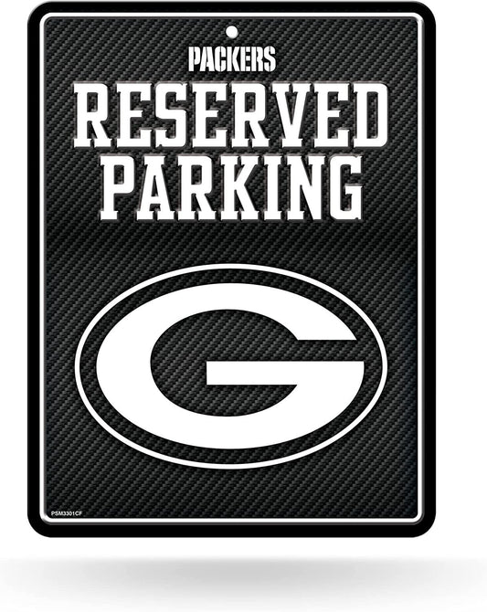 Green Bay Packers Metal Parking Novelty Wall Sign 8.5 x 11 Inch Carbon Fiber Design by Fielders Choice