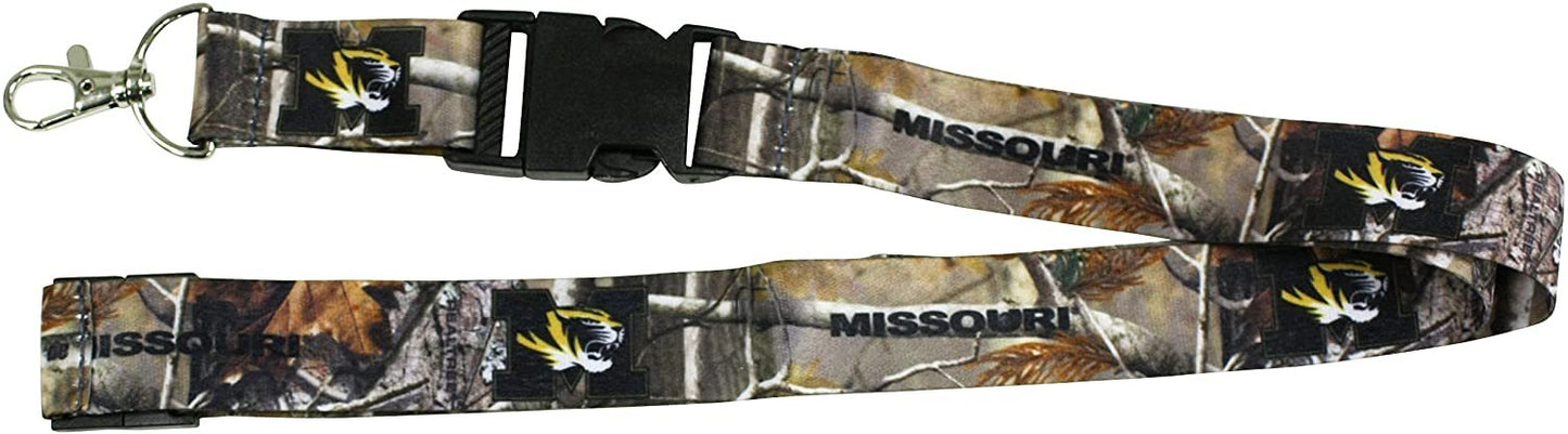 University of Missouri Tigers Camo Lanyard Keychain Double Sided Breakaway Safety Design Adult 18 Inch by Fielders Choice