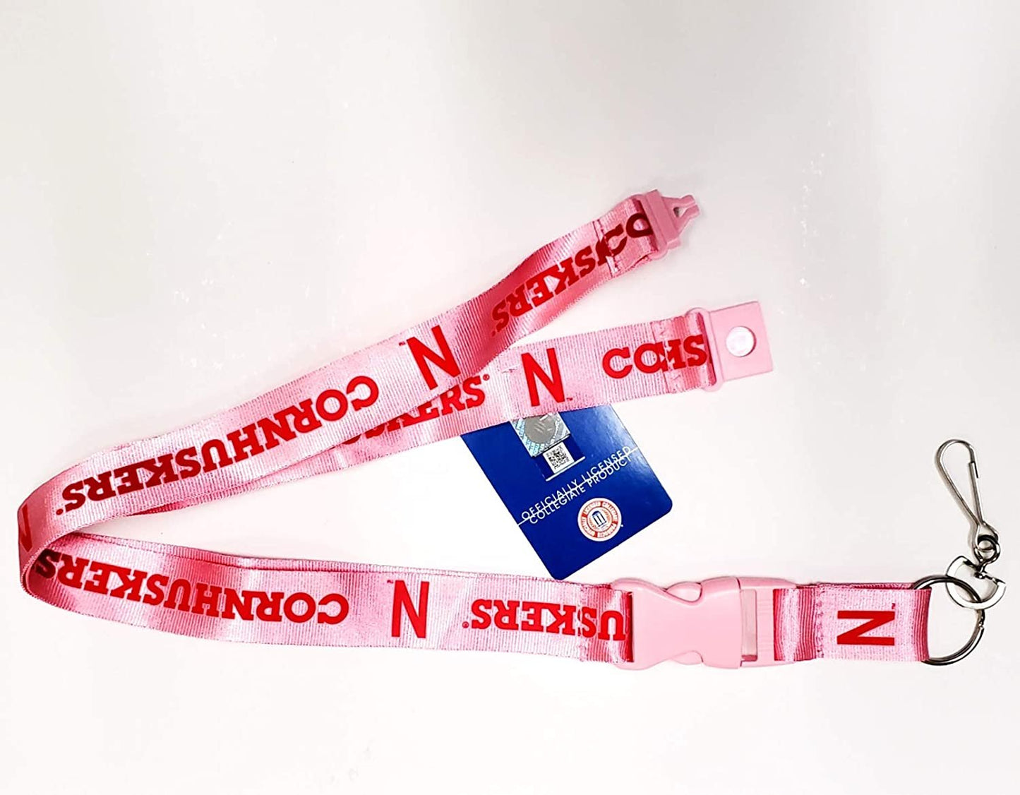 University of Nebraska Cornhuskers Pink Lanyard Keychain Double Sided Breakaway Safety Design Adult 18 Inch by Fielders Choice