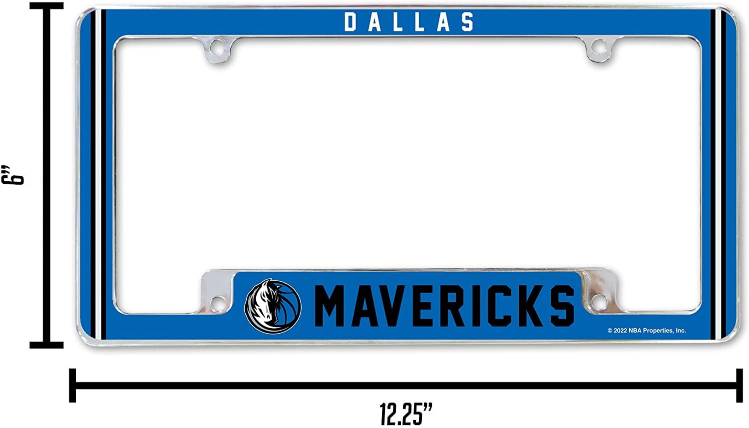 Dallas Mavericks Metal License Plate Frame Chrome Tag Cover Alternate Design 6x12 Inch by Fielders Choice