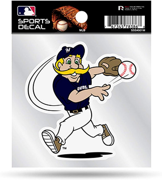 Milwaukee Brewers Mascot Logo Premium 4x4 Decal with Clear Backing Flat Vinyl Auto Home Sticker Baseball by Fielders Choice