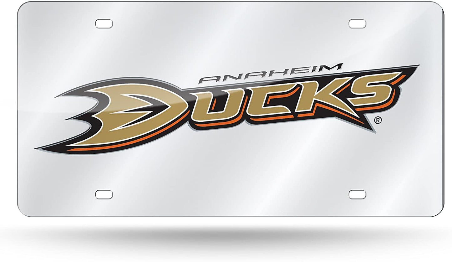 Anaheim Ducks Premium Laser Cut Tag License Plate, Mirrored Acrylic Inlaid, 12x6 Inch by Fielders Choice