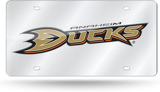 Anaheim Ducks Premium Laser Cut Tag License Plate, Mirrored Acrylic Inlaid, 12x6 Inch by Fielders Choice