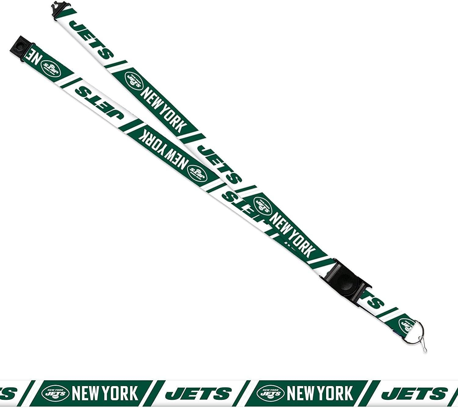 New York Jets Lanyard Keychain Double Sided Breakaway Safety Design Adult 18 Inch by Fielders Choice