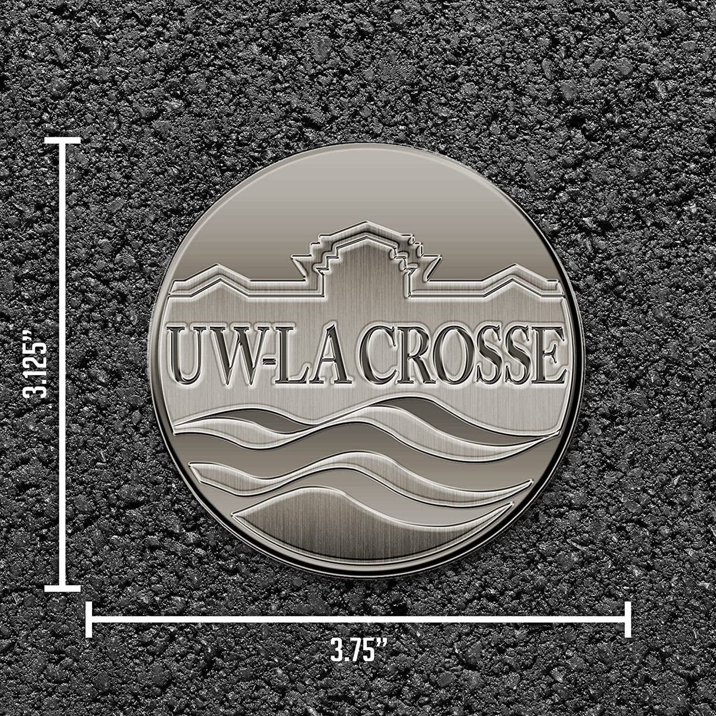 University of Wisconsin La Crosse Eagles Solid Metal Auto Emblem Antique Nickel for Car/Truck/SUV by Fielders Choice