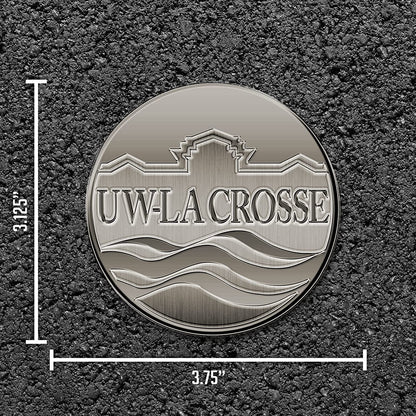 University of Wisconsin La Crosse Eagles Solid Metal Auto Emblem Antique Nickel for Car/Truck/SUV by Fielders Choice