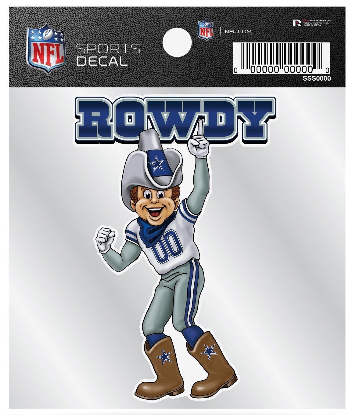 Dallas Cowboys 4x4 Inch Decal Sticker Mascot Logo Design Clear Backing by Fielders Choice