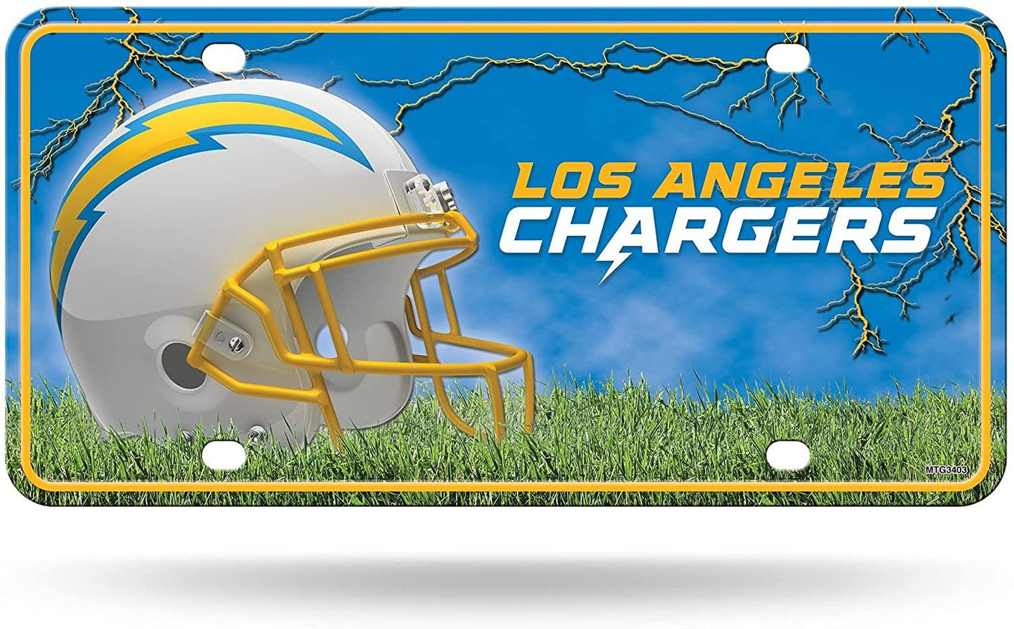 Los Angeles Chargers Metal Auto Tag License Plate, Field Design, 6x12 Inch by Fielders Choice