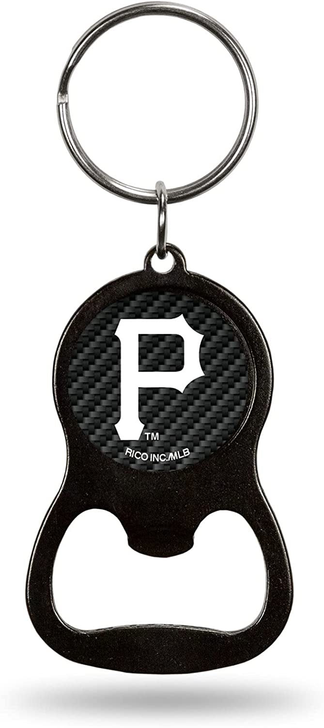 Pittsburgh Pirates Keychain Bottle Opener Carbon Fiber Design Metal Baseball by Fielders Choice