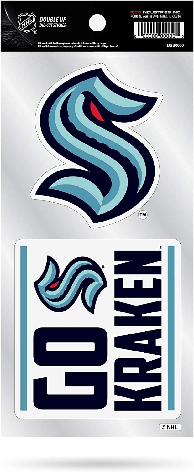 Seattle Kraken Double Up Die Cut Sticker Decal Sheet, 4x8 Inch by Fielders Choice
