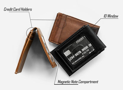 Jacksonville Jaguars Premium Black Leather Wallet, Front Pocket Magnetic Money Clip, Laser Engraved, Vegan by Fielders Choice