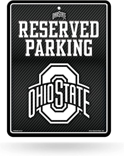 Ohio State University Buckeyes Metal Parking Novelty Wall Sign 8.5 x 11 Inch Carbon Fiber Design by Fielders Choice