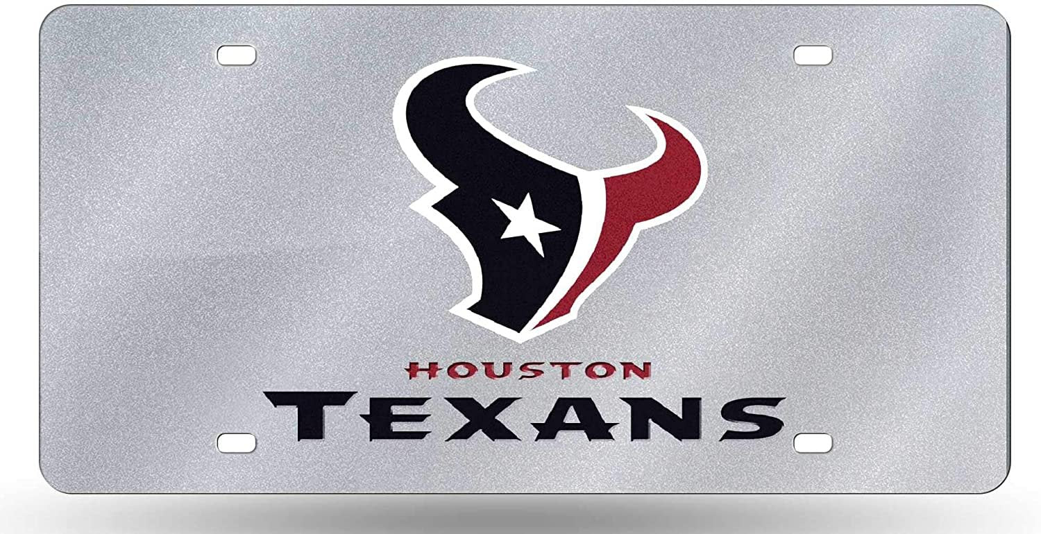 Houston Texans Premium Laser Cut Tag License Plate, Bling Design, Mirrored Acrylic Inlaid, 12x6 Inch by Fielders Choice