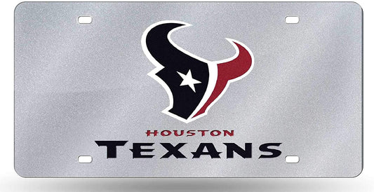 Houston Texans Premium Laser Cut Tag License Plate, Bling Design, Mirrored Acrylic Inlaid, 12x6 Inch by Fielders Choice