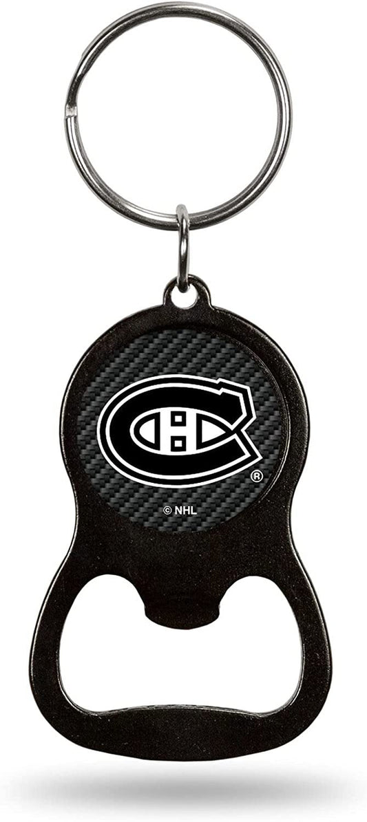 Montreal Canadiens Keychain Bottle Opener Carbon Fiber Design Metal Hockey by Fielders Choice