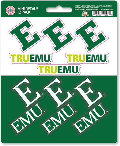 Eastern Michigan University Eagles 12-Piece Mini Decal Sticker Set, 5x6 Inch Sheet, Gift for football fans for any hard surfaces around home, automotive, personal items by Fielders Choice