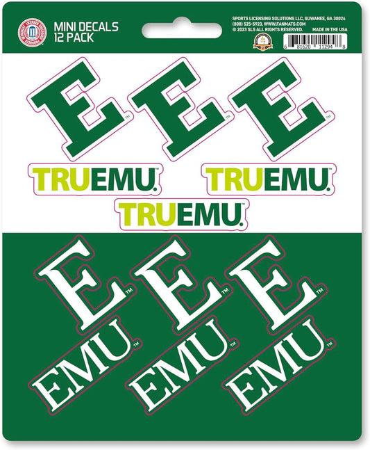 Eastern Michigan University Eagles 12-Piece Mini Decal Sticker Set, 5x6 Inch Sheet, Gift for football fans for any hard surfaces around home, automotive, personal items by Fielders Choice