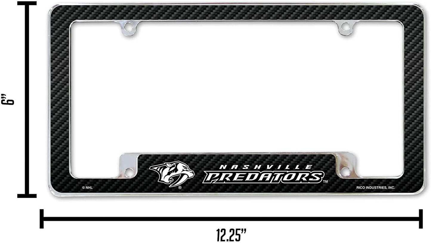 Nashville Predators Metal License Plate Frame Chrome Tag Cover Carbon Fiber Design 6x12 Inch by Fielders Choice