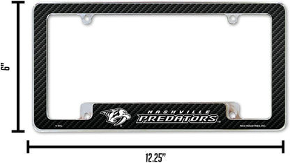 Nashville Predators Metal License Plate Frame Chrome Tag Cover Carbon Fiber Design 6x12 Inch by Fielders Choice