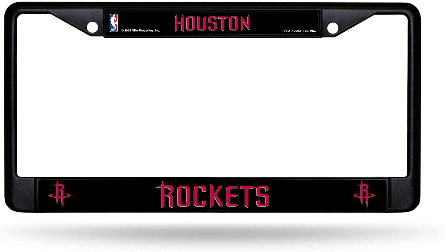 Houston Rockets Black Metal License Plate Frame Chrome Tag Cover, 12x6 Inch by Fielders Choice