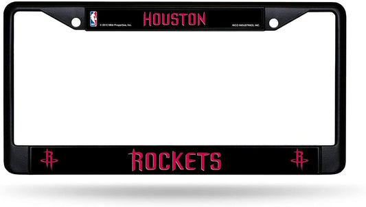 Houston Rockets Black Metal License Plate Frame Chrome Tag Cover, 12x6 Inch by Fielders Choice