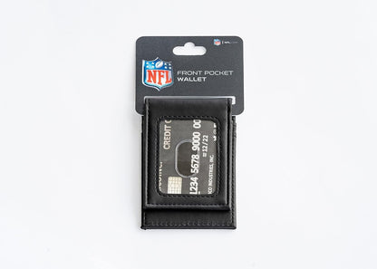 Jacksonville Jaguars Premium Black Leather Wallet, Front Pocket Magnetic Money Clip, Laser Engraved, Vegan by Fielders Choice