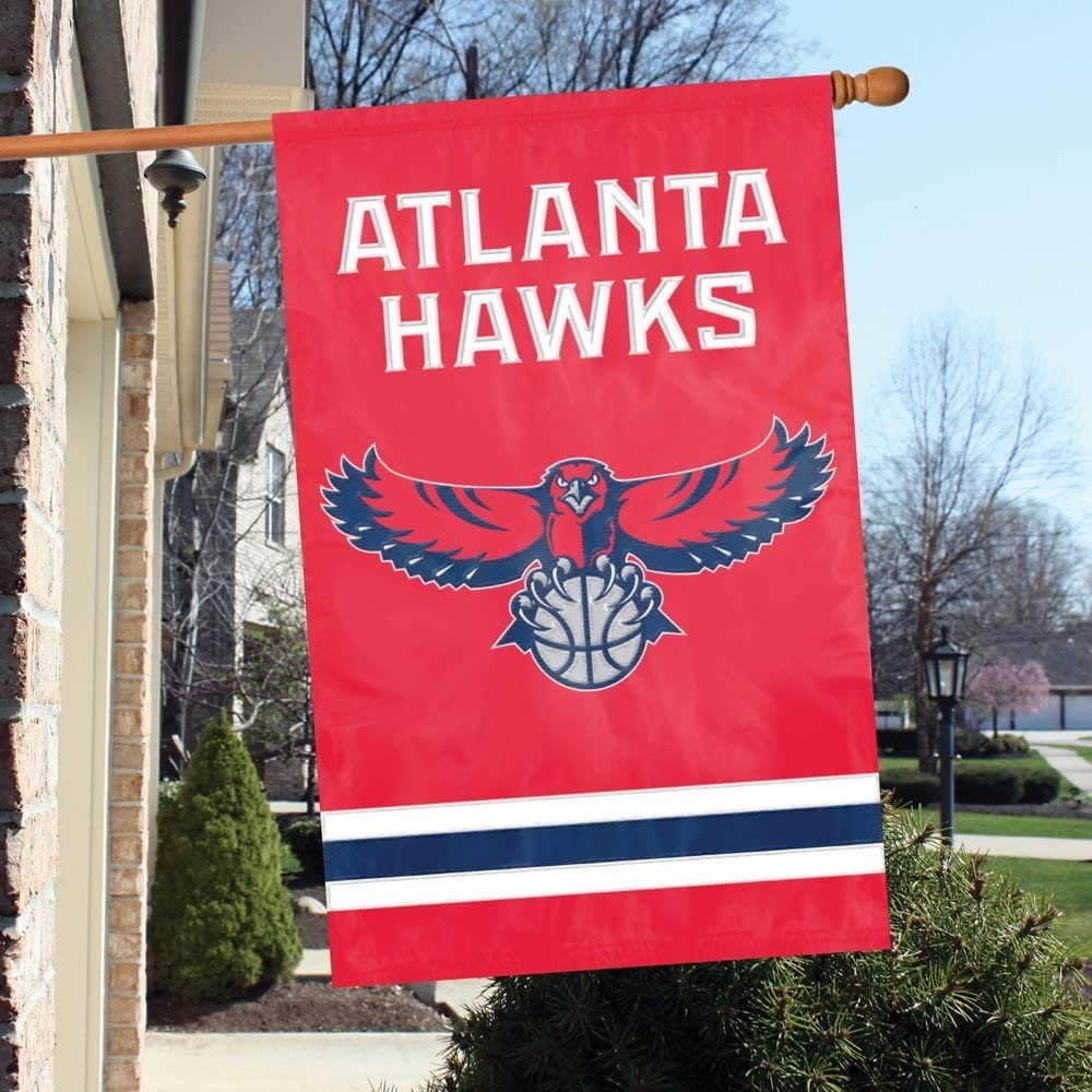 Atlanta Hawks House Banner Flag Applique Embroidered Double Sided 44 x 28 by Fielders Choice