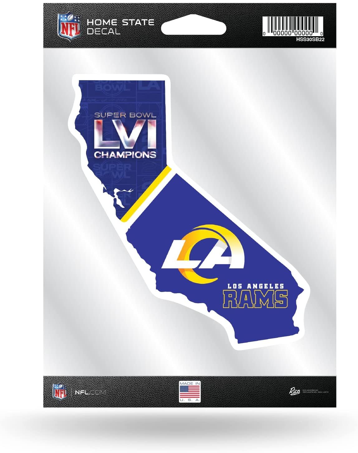 Los Angeles Rams Super Bowl LVI Champions 5 Inch Sticker Decal, Home State Design, Flat Vinyl, Full Adhesive Backing by Fielders Choice