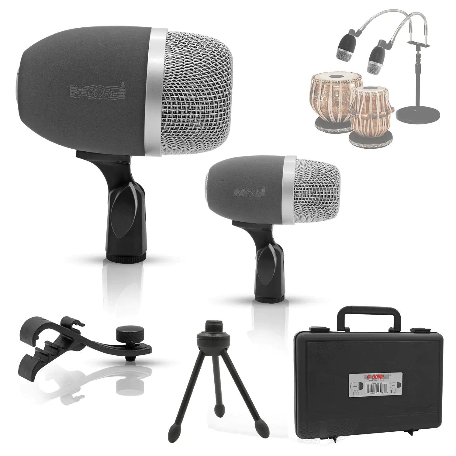 5Core Tabla Microphone Set Uni-Directional XLR Kick Snare Bayan Dayan Instrument Mic by Anti Spier