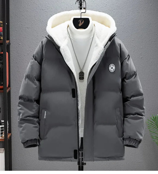 Berber Fleece Coat Cotton-padded Coat Men's Fake Two Pieces Hooded Cotton Jacket Thick Warm by Anti Spier