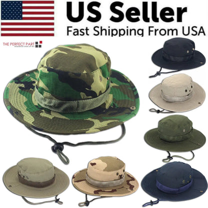 Boonie Bucket Hats Outdoor Fishing Hunting Wide Brim Mesh Camo Safari Sun Cap by Anti Spier