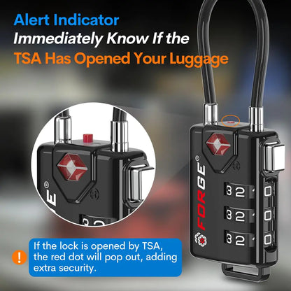 TSA Approved Cable Luggage Locks, Re-settable Combination with Alloy Body Black Single Pack by Anti Spier