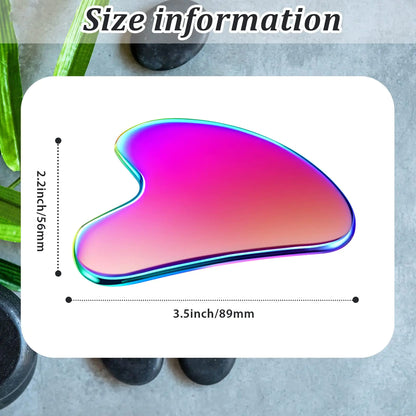 Nuanchu Stainless Steel Gua Sha Facial Tools Guasha for Face Metal Gua Sha Tighten Skin Massage Guasha Beauty Tool for Body Eyes Neck Massager with Travel Pouch Skin Care Gifts (Rainbow Color) Rainbow Color by Anti Spier