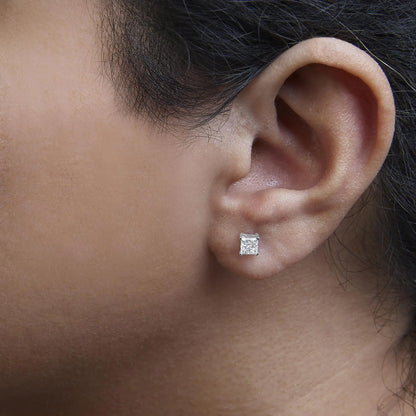 14K White Gold Princess Cut Lab-Grown Diamond Solitaire Stud Earrings (F-G Color, VS2-SI1 Clarity) by Anti Spier