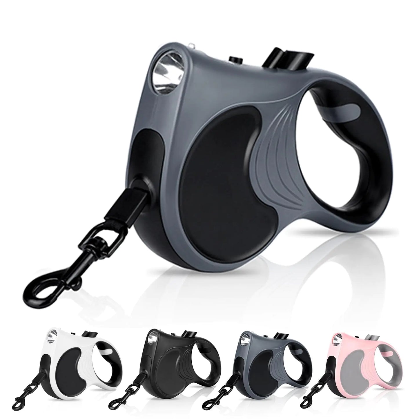 Retractable Dog Leash with Flashlight 16ft Dog Walking Leash for Dogs up to 77lbs 360° Tangle-Free Nylonup Leash Anti-Slip Handle - Grey by Anti Spier