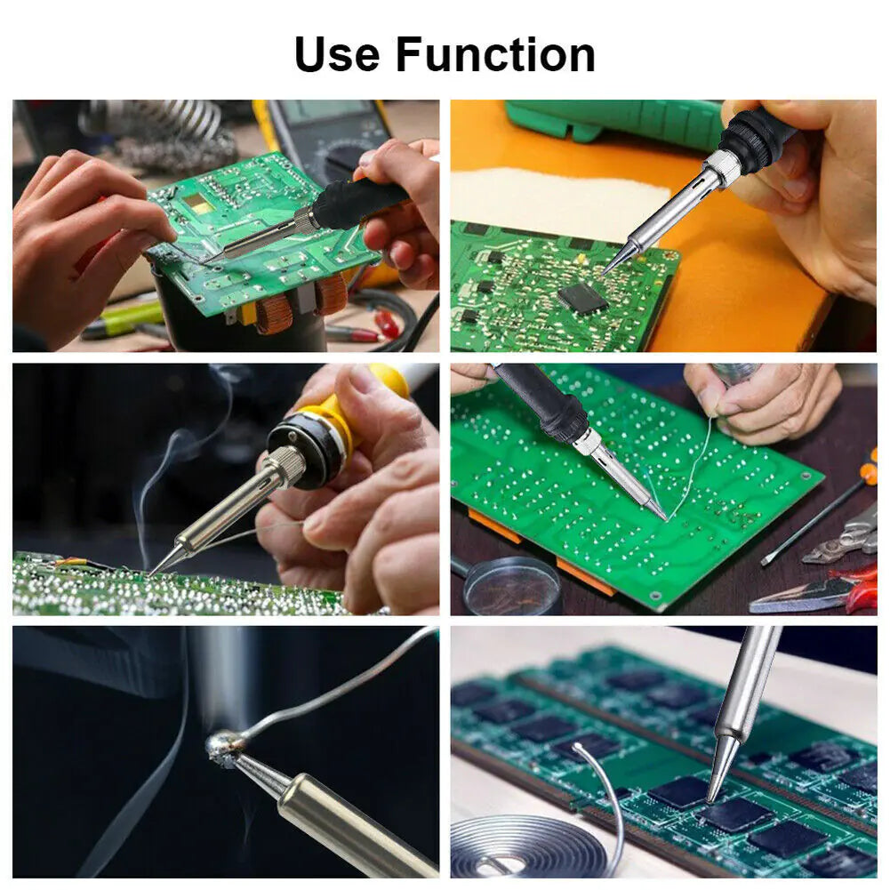 60W Soldering Iron Digital LCD Electric Welding Tools Solder Wire Tweezers Hand by Anti Spier
