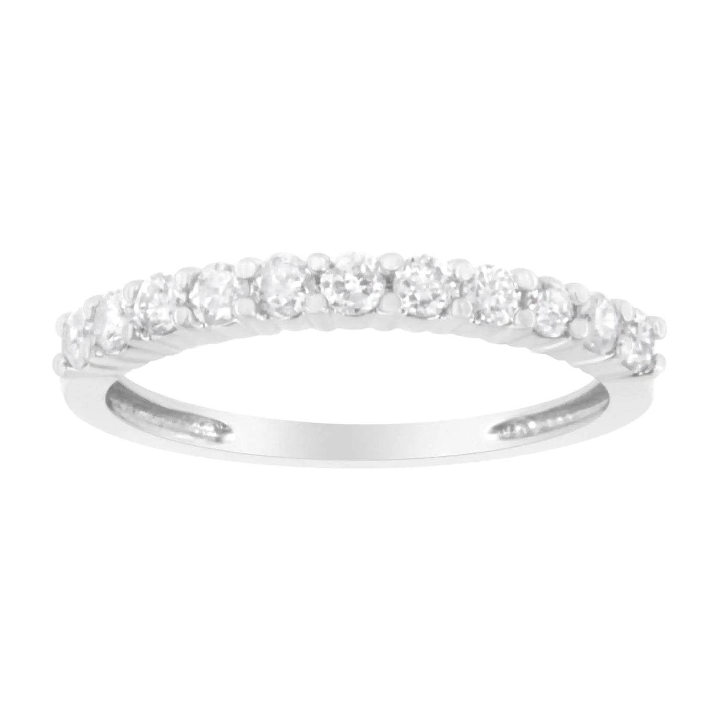 IGI Certified 1/2 Cttw Diamond 10K White Gold Prong Set Fluted Band Style Ring (I-J Color, I2-I3 Clarity) by Anti Spier
