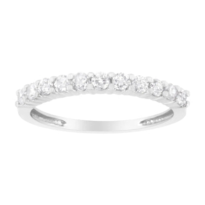 IGI Certified 1/2 Cttw Diamond 10K White Gold Prong Set Fluted Band Style Ring (I-J Color, I2-I3 Clarity) by Anti Spier