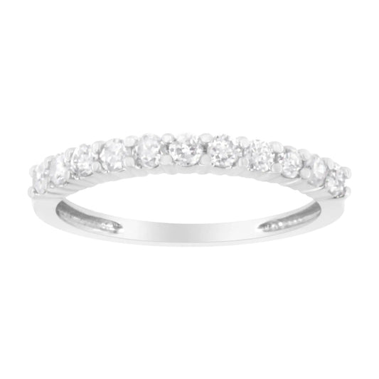 IGI Certified 1/2 Cttw Diamond 10K White Gold Prong Set Fluted Band Style Ring (I-J Color, I2-I3 Clarity) by Anti Spier